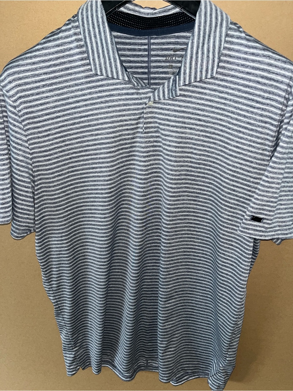 Nike Dri-Fit Tiger Woods Blue Striped Golf Polo Men’s Large Mint